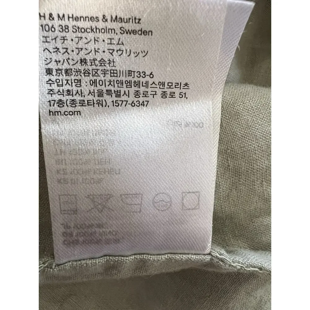 H&M HOME 100% Linen Duvet Cover Queen 88x92” Sage Green